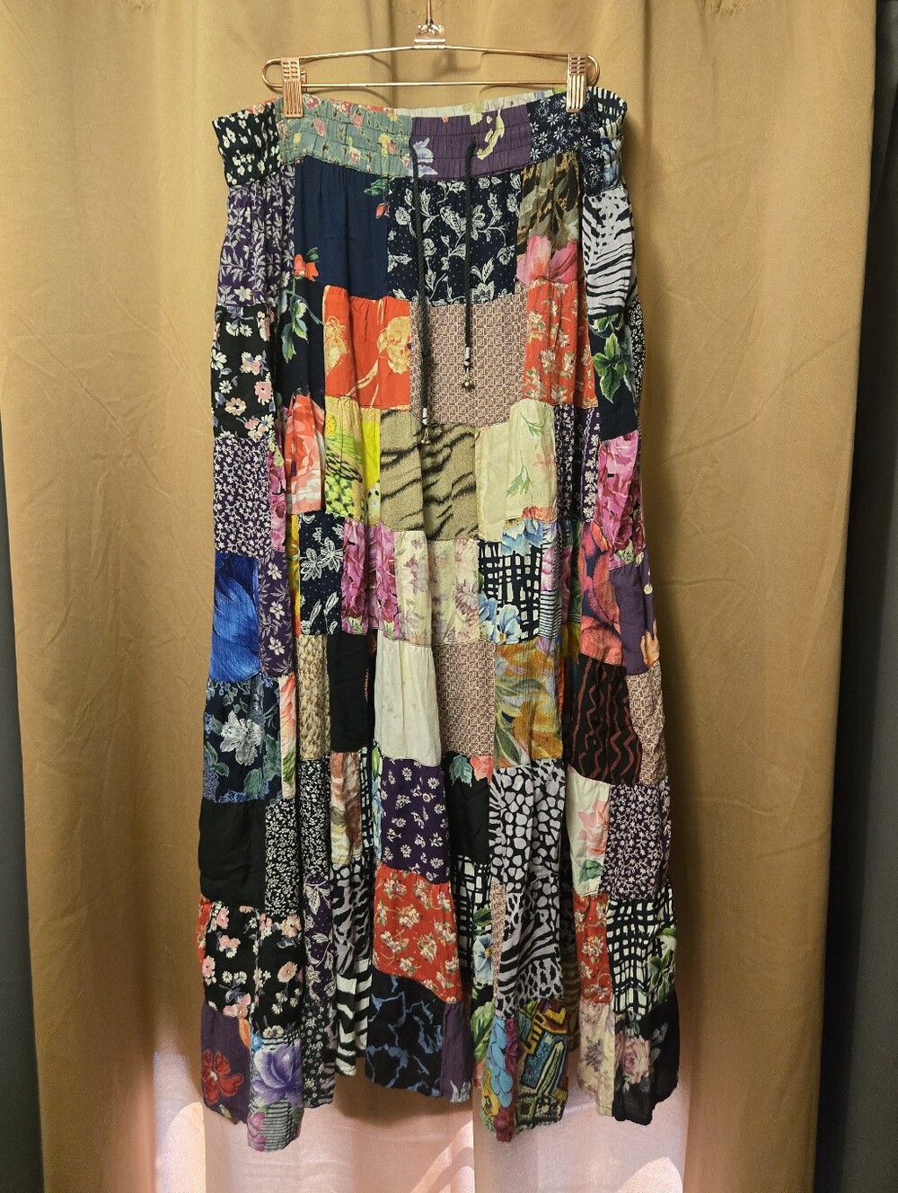 Her Style Bourique Boho Patchwork Maxi Skirt Vintage - Multicolor